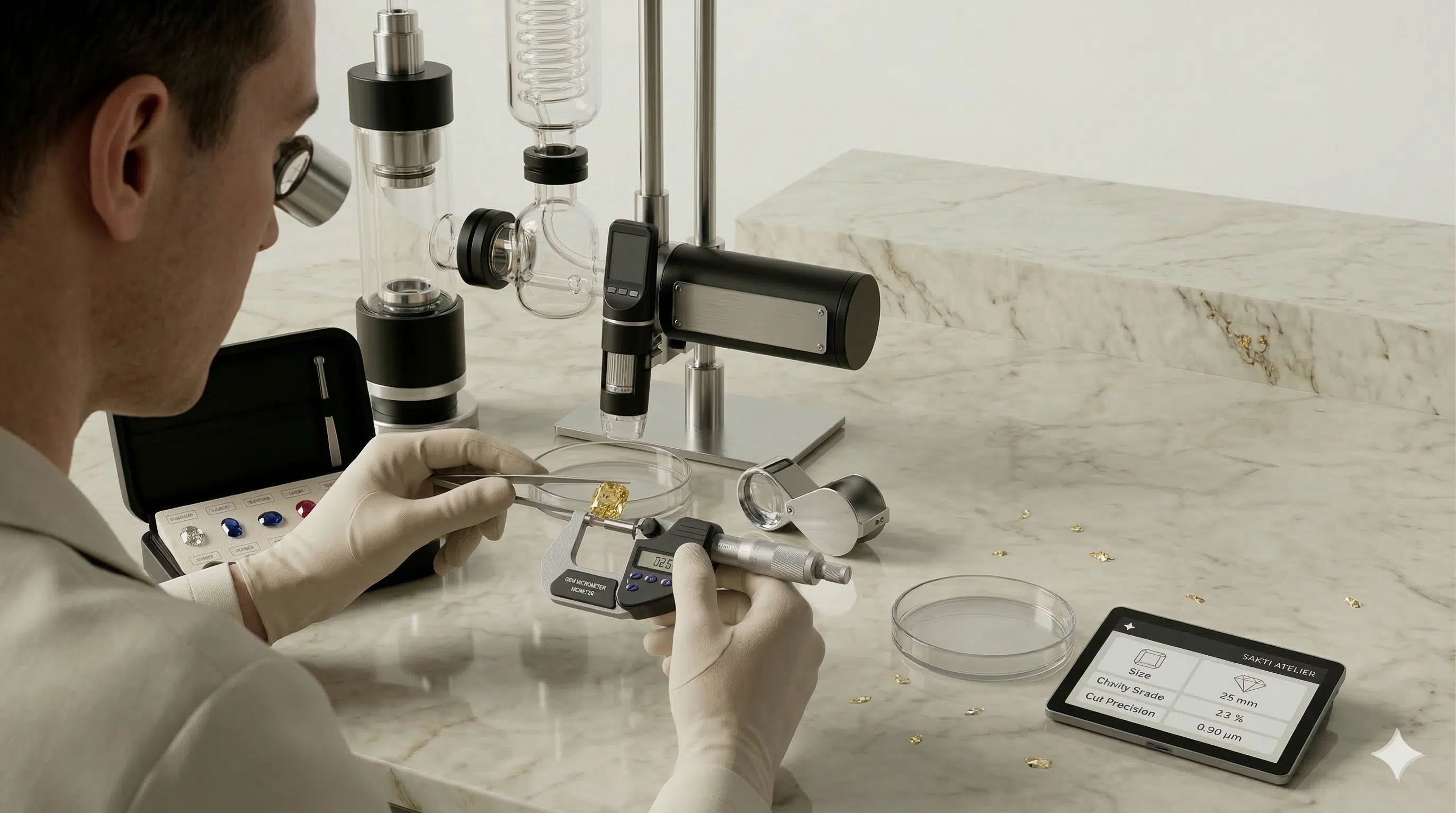 Científico en laboratorio extrayendo elementos de la muestra