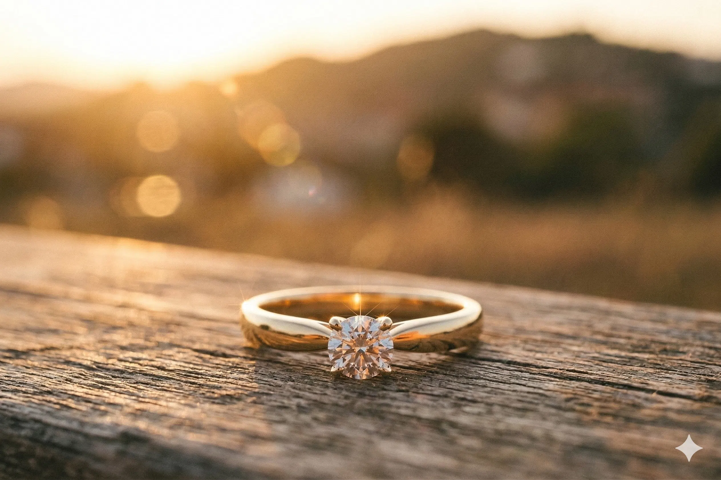 Anillo solitario de oro con diamante de laboratorio