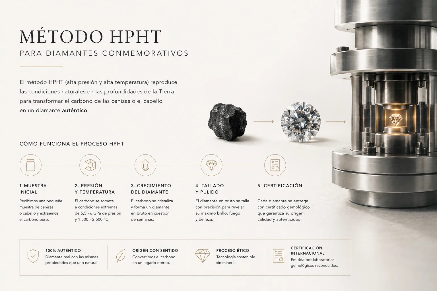 Método HPHT para diamantes conmemorativos