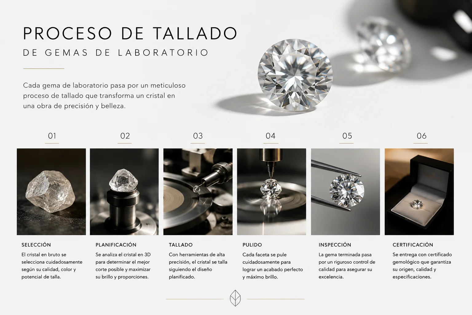 Proceso de tallado de gemas de laboratorio